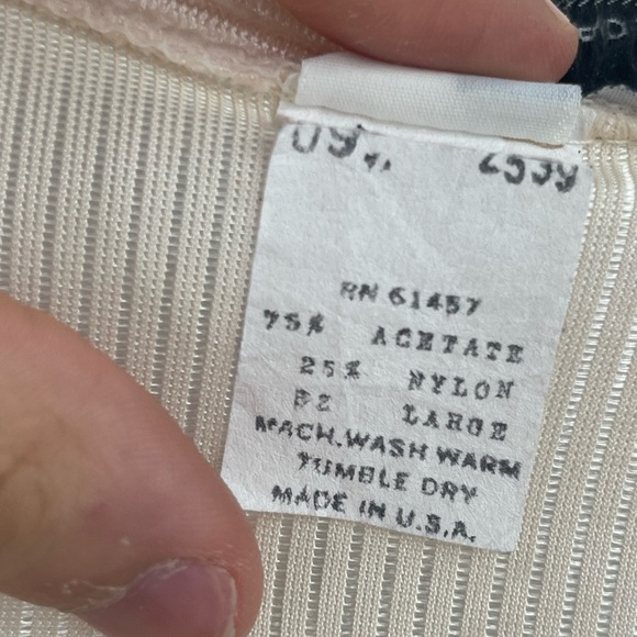 Vintage 80s Nylon Anthony Richards Long Lightweight Cream Robe with Pockets Larg - Picture 12 of 12